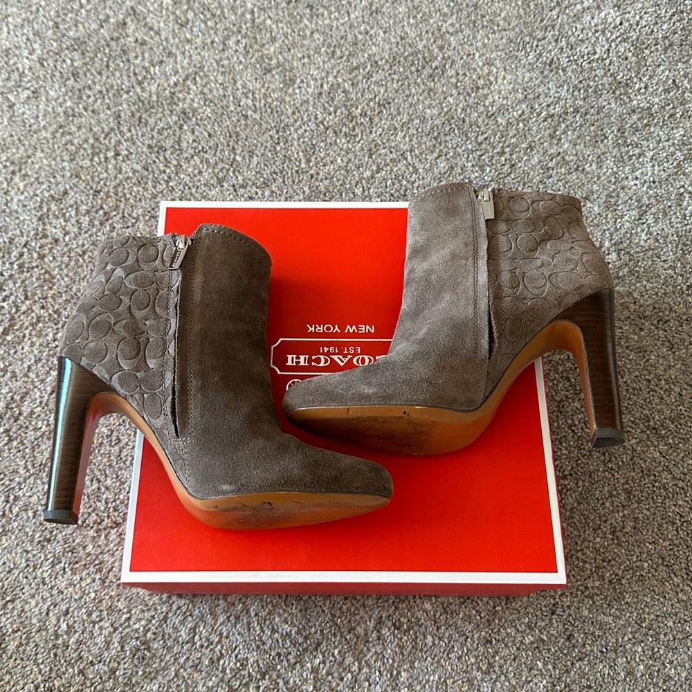 Coach Hanni Suede Booties in Heather Gray